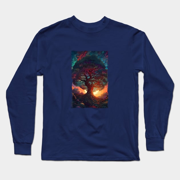 Color Tree at Night Long Sleeve T-Shirt by DavidLoblaw